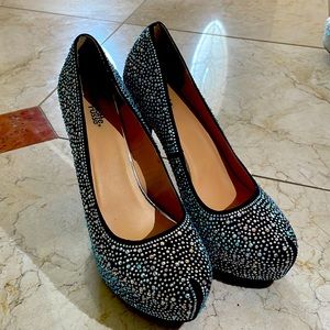 Charlotte Russe Black Rhinestone Pumps